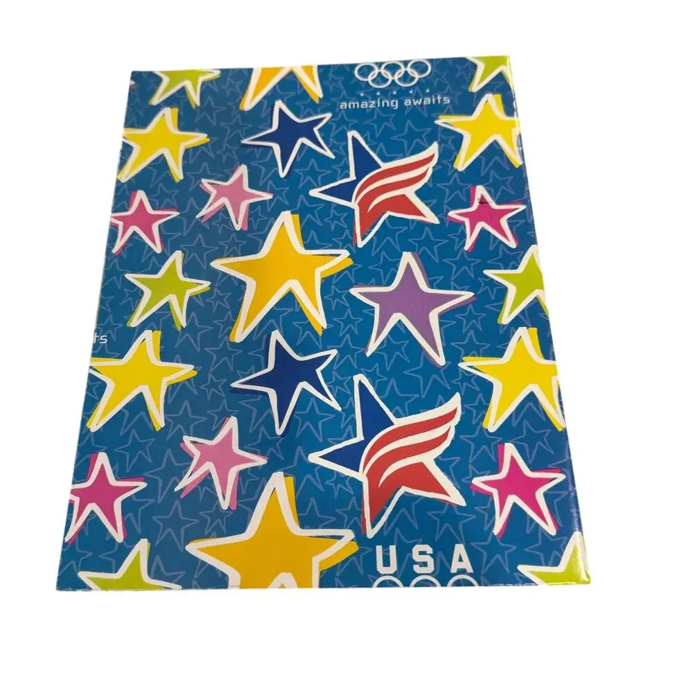 Vtg USA OLYMPICS Wrapping Paper Gift Wrap AMAZING AWAITS